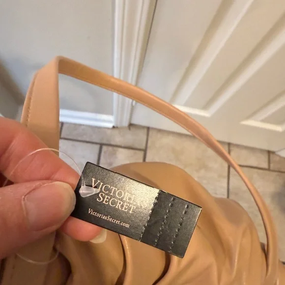 Victorias Secret Bag Bare Beige Cinch Close Tote Carry All Purse - Picture 6 of 9